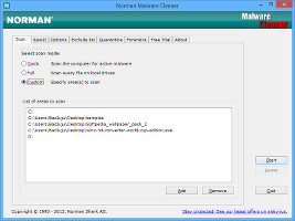 Showing the scan modes in Norman Malware Cleaner